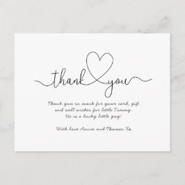 Baby Dank u kaarten, script lettertype dank u Briefkaart