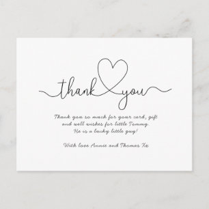 Baby Dank u kaarten, script lettertype dank u Briefkaart