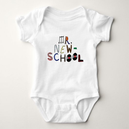 Baby de heer New-School Font Jersey Bodysuit (Voorkant)