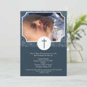 Baby Dedicatie BOY Baptism Fotonodiging 5x7 Kaart (Staand voorkant)