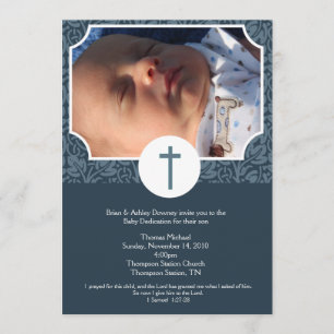 Baby Dedicatie BOY Baptism Fotonodiging 5x7 Kaart
