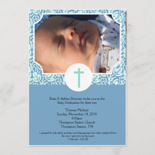 Baby Dedicatie BOY Baptism Fotonodiging 5x7 Kaart