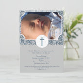 Baby Dedicatie BOY Baptism Fotonodiging 5x7 Kaart (Staand voorkant)