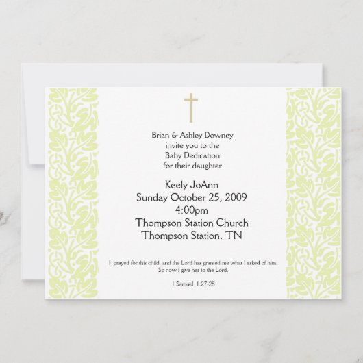 Baby Dedicatie Genderneutrale Baptisme uitnodiging (Voorkant)