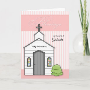 Baby Dedicatie in roze voor meisjes met kapel Kaart