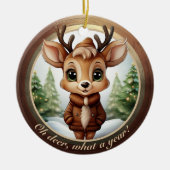 Baby Deer Antlers Animal Character Christmas 🦌🎄 Keramisch Ornament (Voorkant)