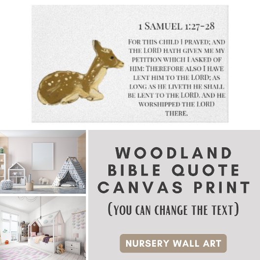 Baby Deer Bible Quote _Woodland Animal Canvas Afdruk
