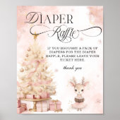 Baby Deer Blush Roze Gouden Winter Luier Raffle Poster (Voorkant)