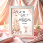 Baby Deer Blush Roze Gouden Winter Luier Raffle Poster