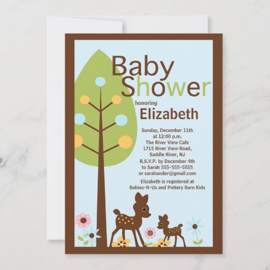 Baby Deer Boy Baby shower Uitnodiging (Voorkant)