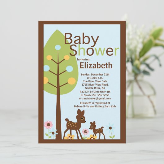 Baby Deer Boy Baby shower Uitnodiging (Staand voorkant)