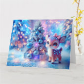 Baby Deer Christmas Fantasy Kaart (Gele Bloem)