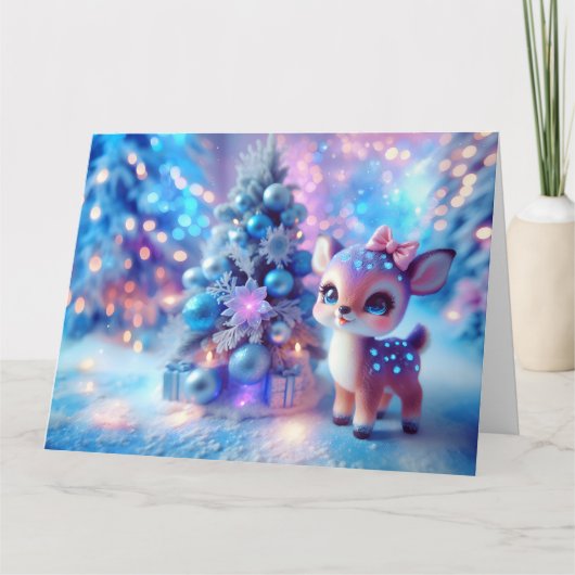 Baby Deer Christmas Fantasy Kaart (Voorkant)