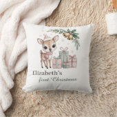 Baby Deer Christmas Personalized Reindeer Holiday Kussen (Deken)