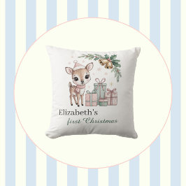 Baby Deer Christmas Personalized Reindeer Holiday Kussen