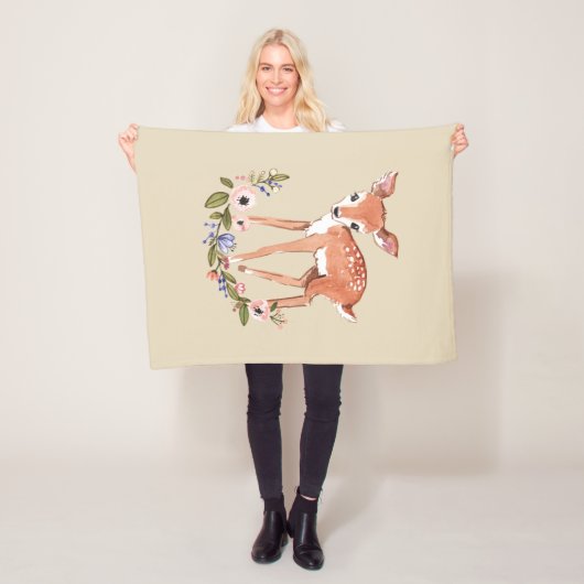 Baby Deer cozy winter fleece sherpa blanket (In situ)