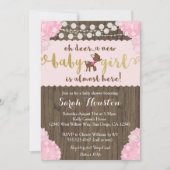 Baby Deer Doe Rustic Girl Shower Uitnodiging (Voorkant)