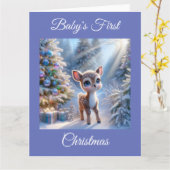 Baby Deer Eerste Kerstdag Kaart (Gele Bloem)