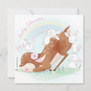 Baby Deer en Bunnies Feestdagenkaart