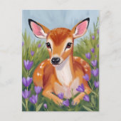 Baby Deer Fawn Animal Painting Briefkaart (Voorkant)