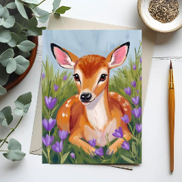 Baby Deer Fawn Animal Painting Briefkaart
