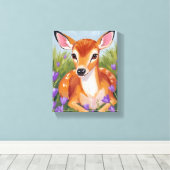 Baby Deer Fawn Animal Painting Canvas Afdruk (Insitu (Houten vloer))