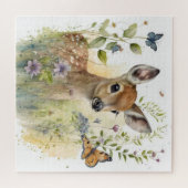 Baby Deer Fawn Butterfly Painting Legpuzzel (Horizontaal)
