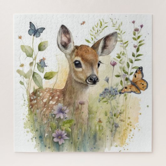 Baby Deer Fawn Butterfly Painting Legpuzzel (Verticaal)