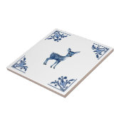 Baby Deer Fawn Delfts Blauw en Witte Hoeken Tegeltje (Zijkant)