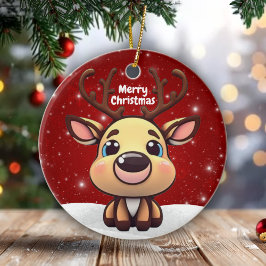 Baby Deer, Fawn, Doe 🦌 🎄Cute Merry Christmas Keramisch Ornament