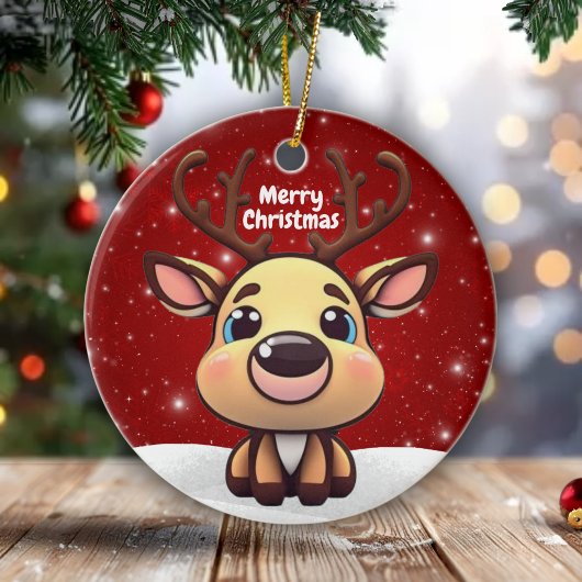 Baby Deer, Fawn, Doe 🦌 🎄Cute Merry Christmas Keramisch Ornament