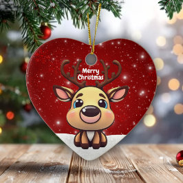 Baby Deer, Fawn, Doe 🦌 🎄Cute Merry Christmas Keramisch Ornament