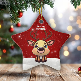 Baby Deer, Fawn, Doe 🦌 🎄Cute Merry Christmas Keramisch Ornament