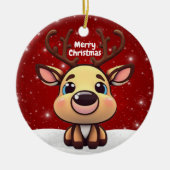 Baby Deer, Fawn, Doe 🦌 🎄Cute Merry Christmas Keramisch Ornament (Voorkant)