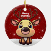 Baby Deer, Fawn, Doe 🦌 🎄Cute Merry Christmas Keramisch Ornament (Achterkant)
