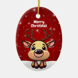 Baby Deer, Fawn, Doe 🦌 🎄Cute Merry Christmas Keramisch Ornament