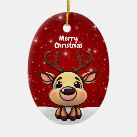 Baby Deer, Fawn, Doe 🦌 🎄Cute Merry Christmas Keramisch Ornament (Voorkant)