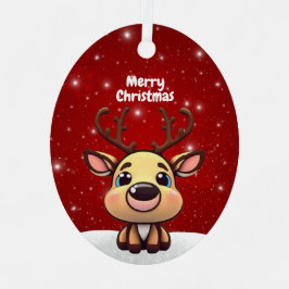 Baby Deer, Fawn, Doe 🦌 🎄Cute Merry Christmas Metalen Ornament
