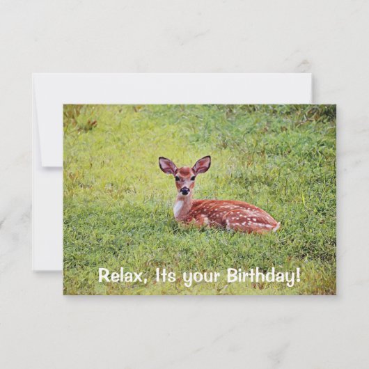 Baby Deer Fawn Relaxing Flat Birthday-kaart Kaart (Voorkant)