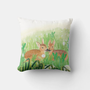 Baby Deer - Fawns in Tall Grass Illustratie Kussen