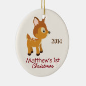 Baby Deer First Kerstversiering Keramisch Ornament (Rechts)