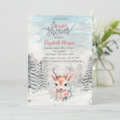Baby Deer Flower Forest Snow Baby Shower   Kaart (Staand voorkant)