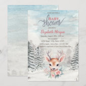 Baby Deer Flower Forest Snow Baby Shower   Kaart (Voorkant / Achterkant)
