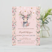 Baby Deer Flowers Holly Berry Stars Baby shower Kaart (Staand voorkant)