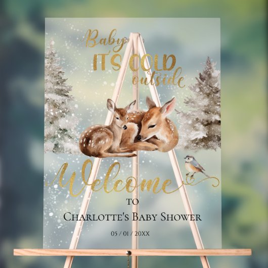 Baby Deer Forest Baby shower Welkom Acryl Teken Acryl Bord (Neutraal)