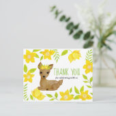 Baby Deer Gele Bloemen | Baby shower dank u Briefkaart (Staand voorkant)