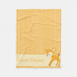 Baby Deer | Gele en Oranje strepen | Gepersonalise Fleece Deken