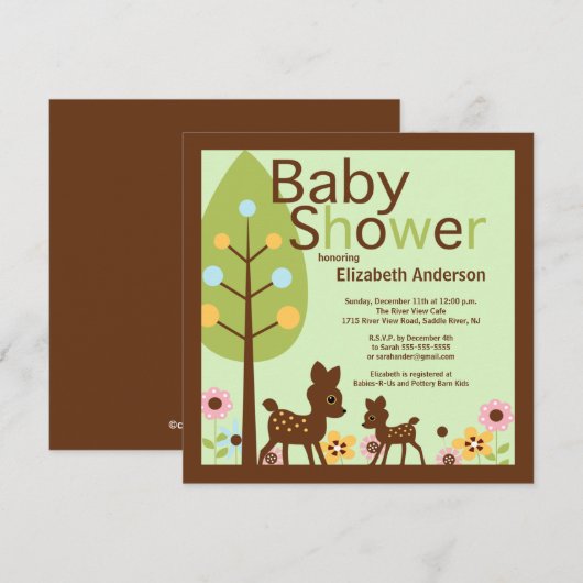 Baby Deer Gender Neutrale Baby shower Uitnodiging (Voorkant / Achterkant)