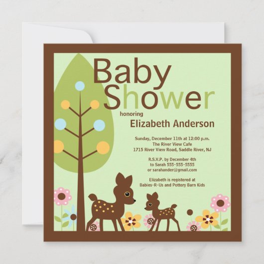 Baby Deer Gender Neutrale Baby shower Uitnodiging (Voorkant)