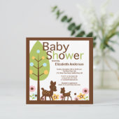 Baby Deer Gender Neutrale Baby shower Uitnodiging (Staand voorkant)